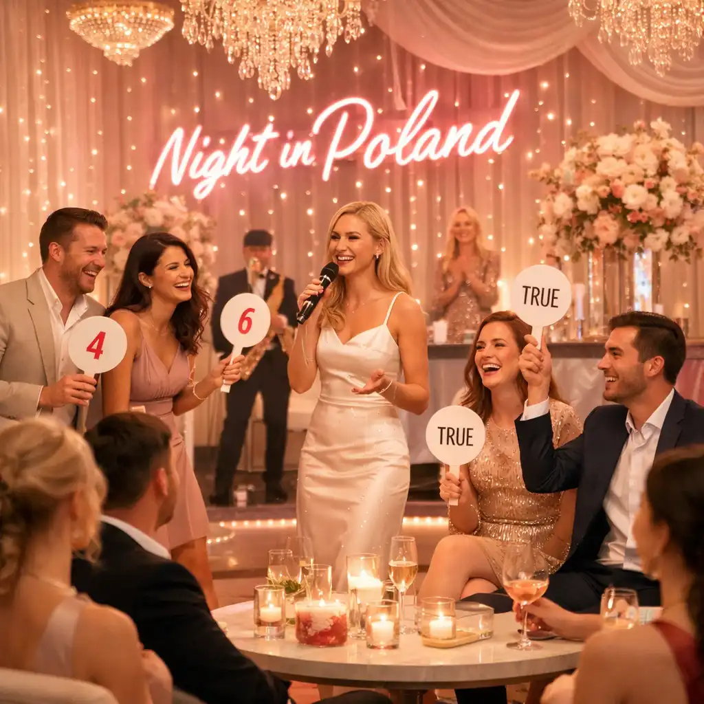 Scenografia wieczoru tematycznego z elegancką oprawą świetlną